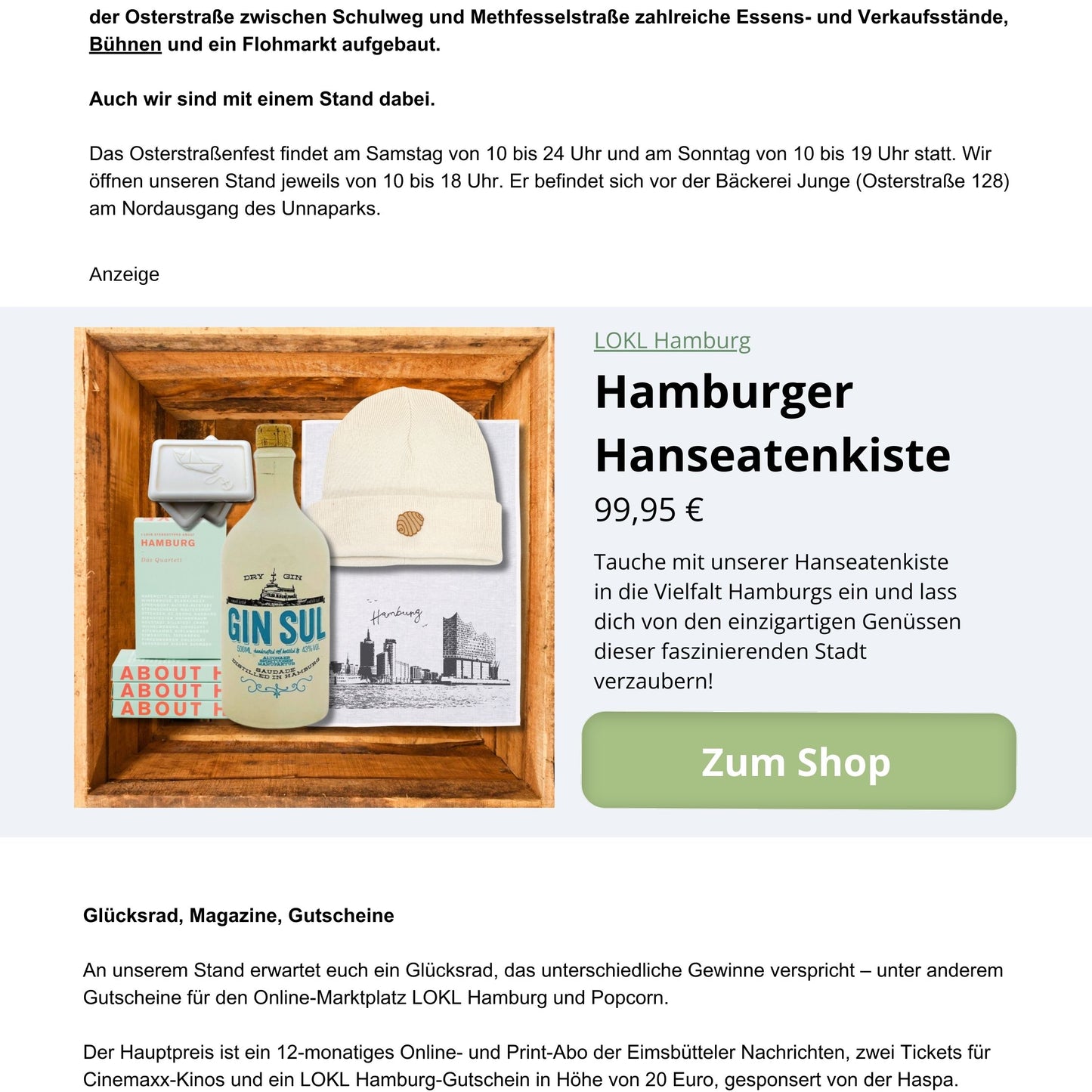 Newsletter-Anzeige